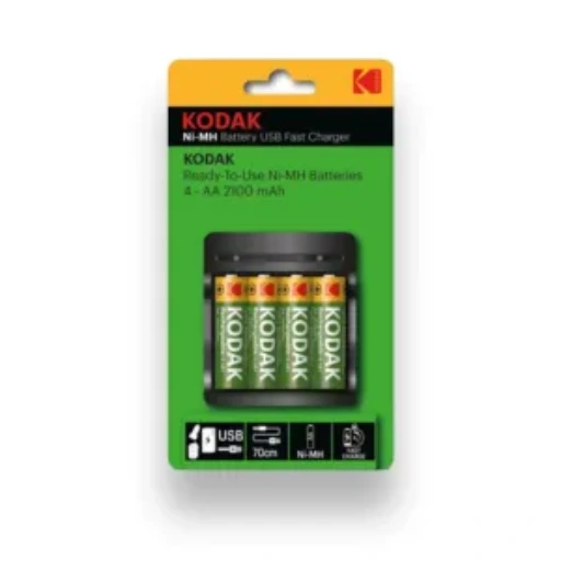 Kodak Rechargeable Battery Charger for AA & AAA + 4 Free Batteries
